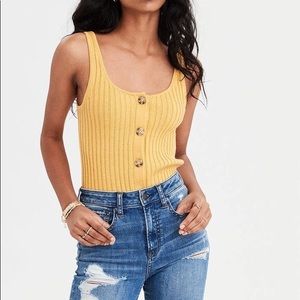 American Eagle Ribbed Mustard Sweater Tank
